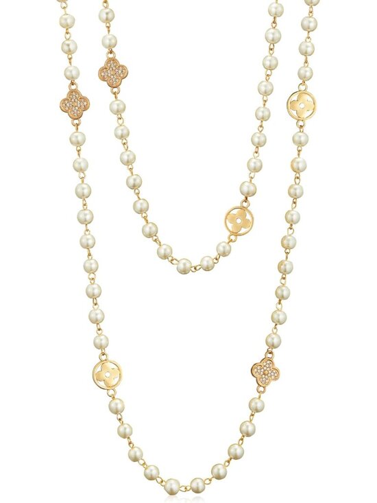 8MM Round Simulated Shell Pearl Strand Layered Necklace for Women Dainty Multip